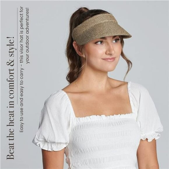 Womens wide brim sun visor hat UPF 50 summer beach hat adjustable velcro fit - Picture 5 of 8